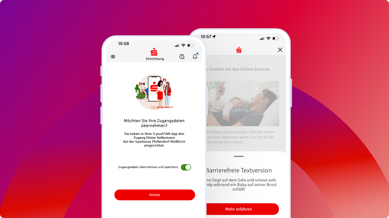 Screens der neuen App Version 8.0 der App Sparkasse