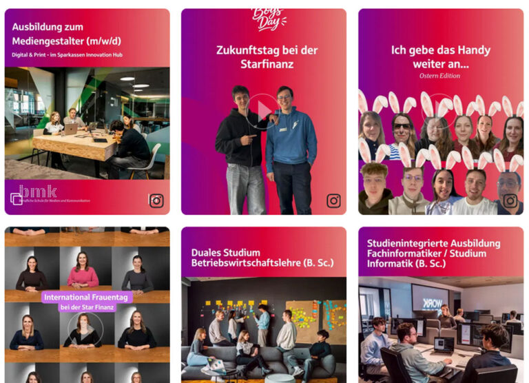 Eine Kollage aus 6 Instagram Posts der Star Finanz.