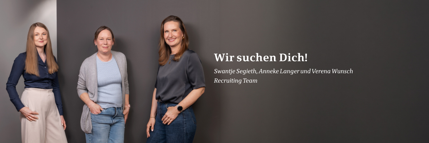 Recruitingteam der Star Finanz, bestehend aus Swantje Segieth, Max Eckhardt, Anneke Langer und Verena Wunsch, mit Text: "Wir suchen dich!".