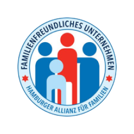 Siegel Familienfreundliches Unternehmen der Hamburger Allianz für Familien – Auszeichnung für Arbeitgeber mit familienfreundlicher Unternehmenskultur.